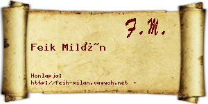 Feik Milán névjegykártya